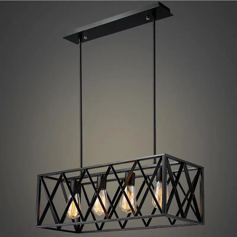 American Rrtro Black Pendant Light With LED E27 Bulbs Creative LOFT Iron Lamp For Foyer Restaurant Rectangular
American Rrtro Black Pendant Light With LED E27 Bulbs Creative LOFT Iron Lamp For Foyer Restaurant Rectangular