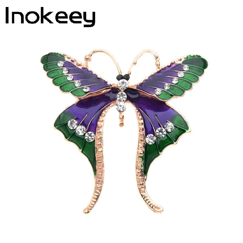 Inokeey зеленая эмаль Pteris Papilio machaon булавки брошка бабочка для женщин ювелирные