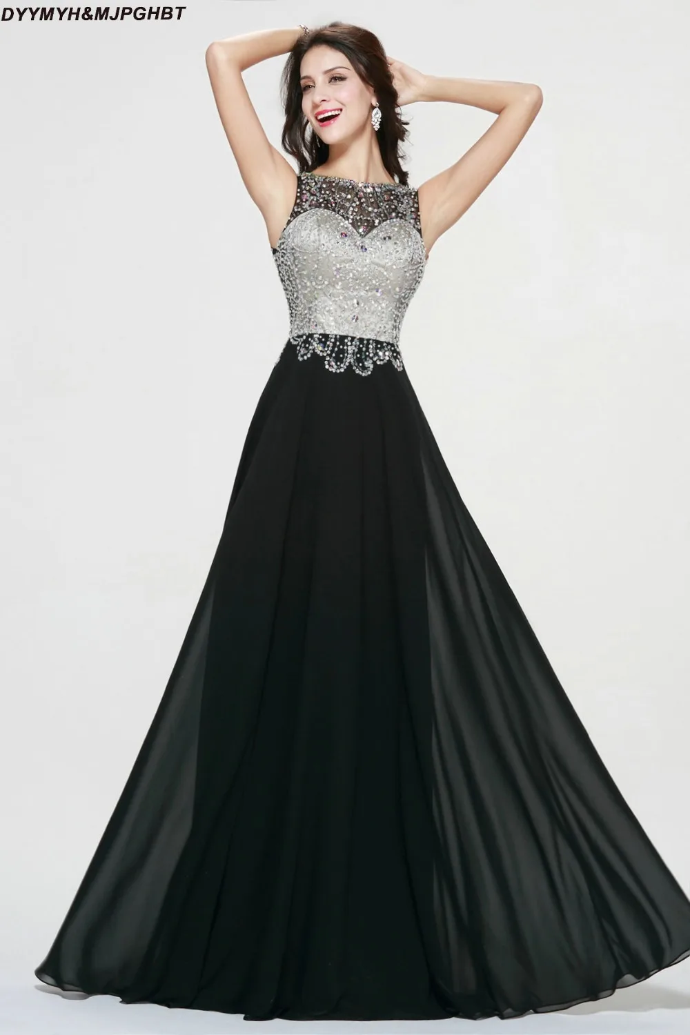 Illusion Sheer Back Evening Dresses Crew Neck Sleeveless White Black Evening Dresses 2017
Illusion Sheer Back Evening Dresses Crew Neck Sleeveless White Black Evening Dresses 2017