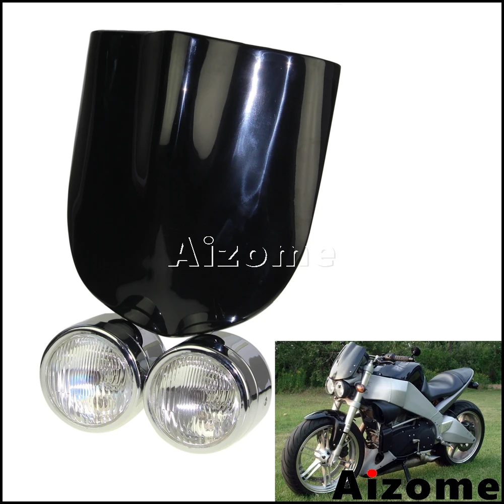 Chrome Street Bikes Motorcycle 4" Dual Headlamp w/ Black Windshield Headlight Fairing For Suzuki Buell SFV650 XB12X 12S 12R XB-9
Chrome Street Bikes Motorcycle 4" Dual Headlamp w/ Black Windshield Headlight Fairing For Suzuki Buell SFV650 XB12X 12S 12R XB-9