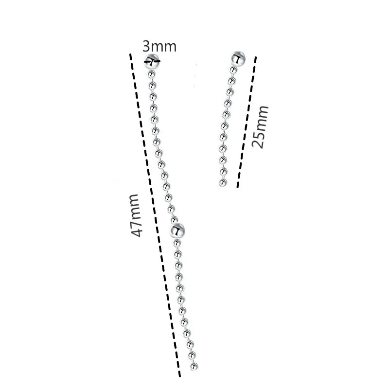 Asymmetry Bead Chain Dangle Earings Fashion Jewelry Real 925 Sterling Silver Drop Earrings For Women High Quality party Flyleaf
Asymmetry Bead Chain Dangle Earings Fashion Jewelry Real 925 Sterling Silver Drop Earrings For Women High Quality party Flyleaf