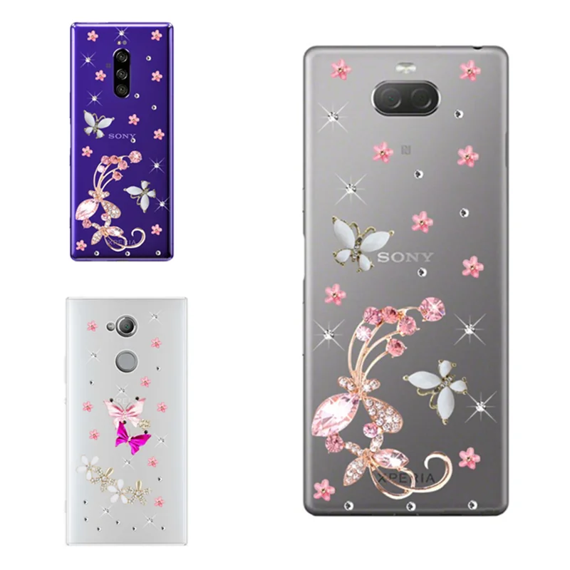 Прозрачный чехол бампер с бабочками и цветами для Sony Xperia 10 Plus XA2 XA1 XA Ultra XZ XZ1 compact Z5 1