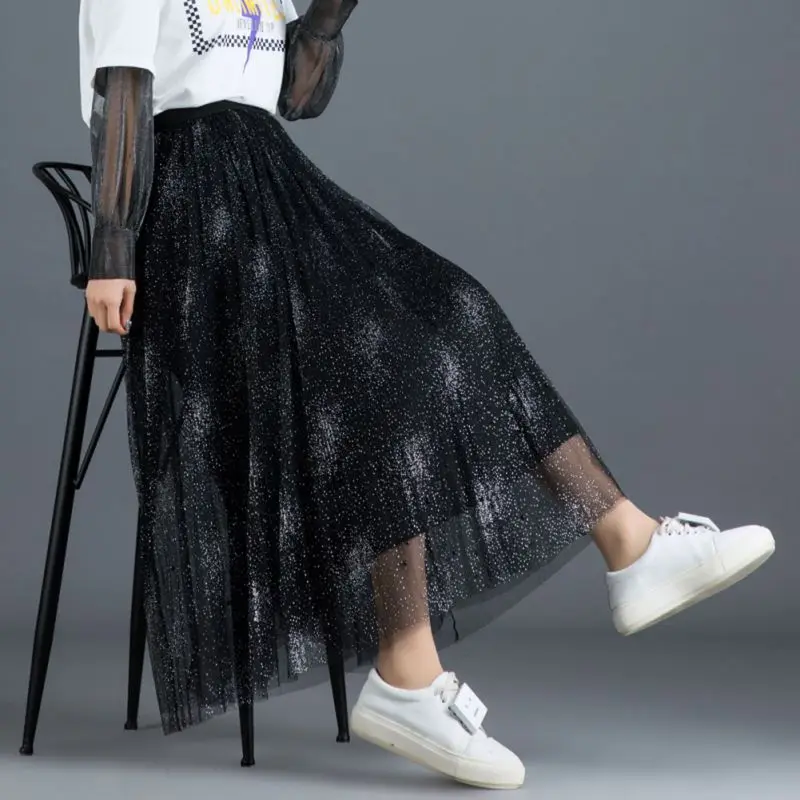 Fashion Women Mesh Skirt Beading Sweet Girls Skirt Women Elastic High Waist Skirt
Fashion Women Mesh Skirt Beading Sweet Girls Skirt Women Elastic High Waist Skirt