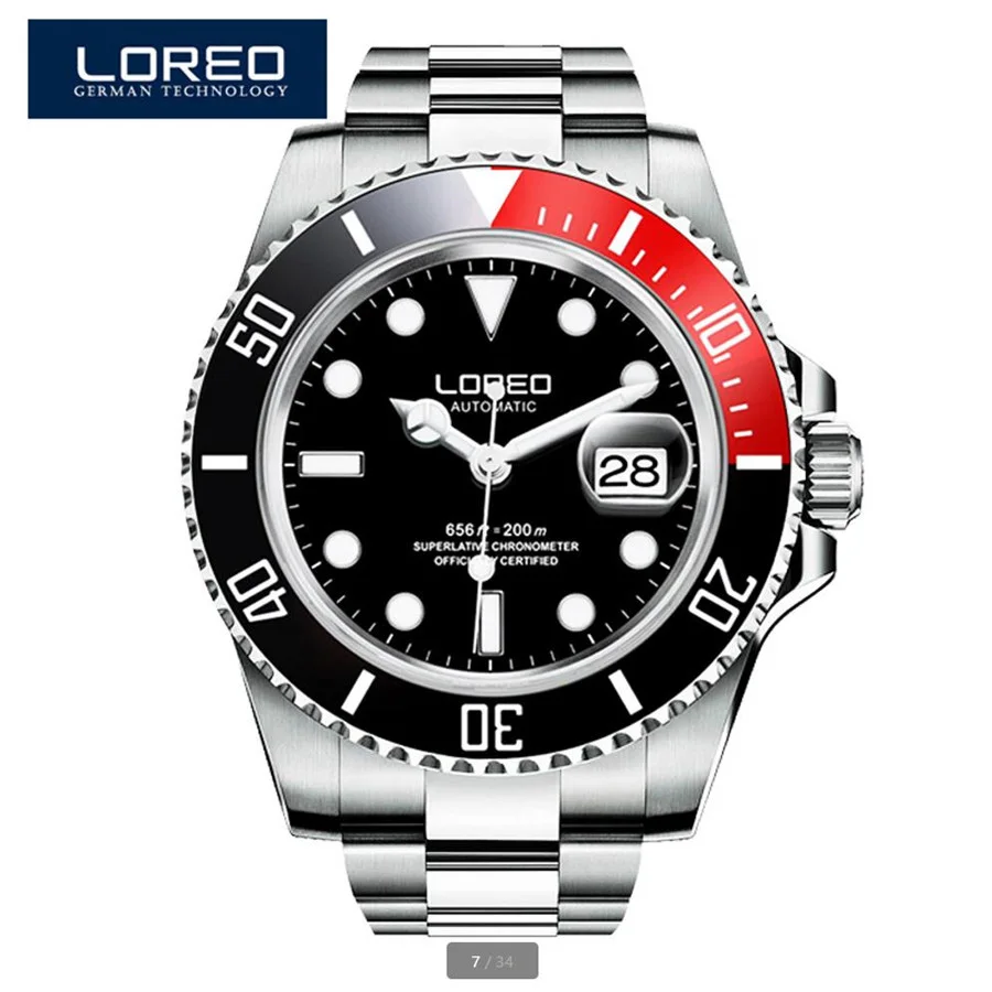 LOREO Mens Watches Top Brand Luxury Business Automatic Mechanical Watch Men Sport Waterproof 200M 316L Stainless steel Clock
LOREO Mens Watches Top Brand Luxury Business Automatic Mechanical Watch Men Sport Waterproof 200M 316L Stainless steel Clock
