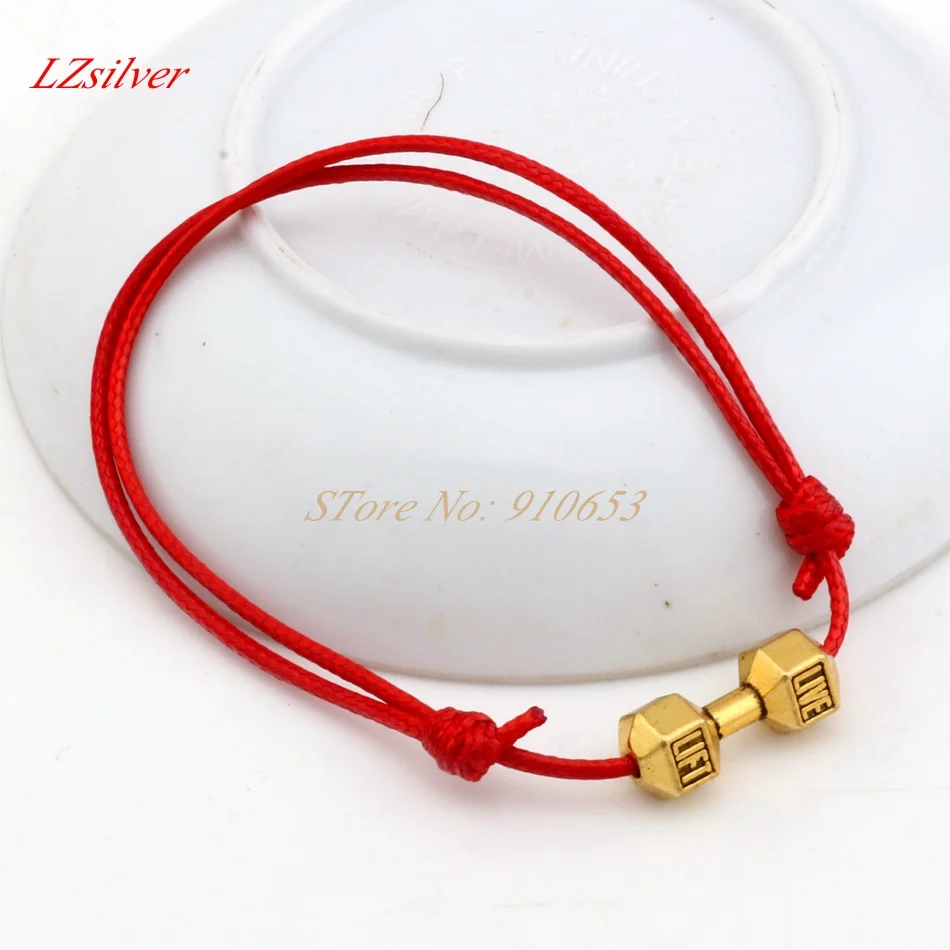 Hot ! 1pcs Adjustable Bracelets Red Waxes rope Antique Gold Zinc Alloy Barbell Dumbbell Adjustable Bracelet B-35
Hot ! 1pcs Adjustable Bracelets Red Waxes rope Antique Gold Zinc Alloy Barbell Dumbbell Adjustable Bracelet B-35