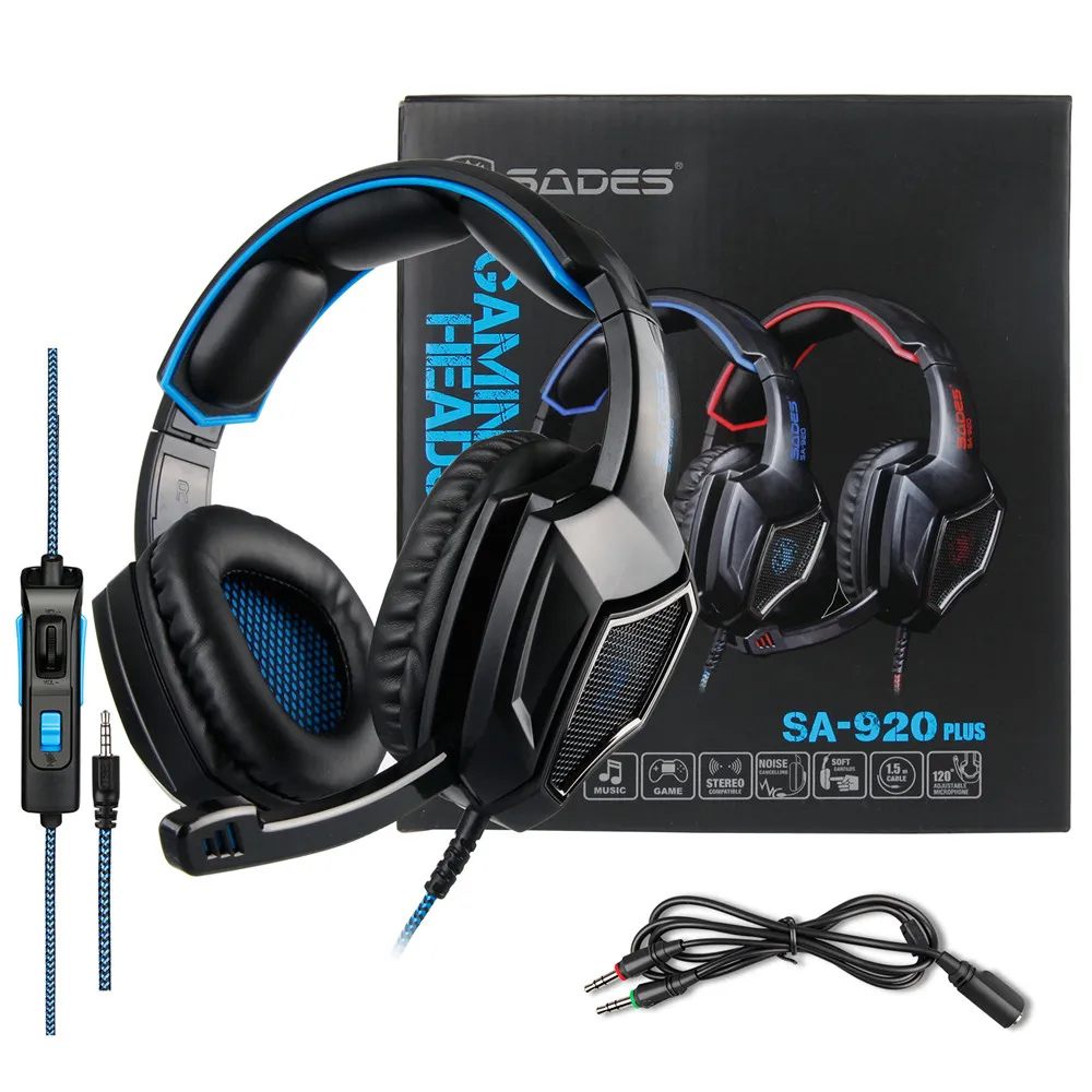 SADES SA920 Plus PS4 Gaming Headset Gamer Bass Headphones with Mic for Xbox one Switch PC Phone PUBG Game headset Stereo Casque
SADES SA920 Plus PS4 Gaming Headset Gamer Bass Headphones with Mic for Xbox one Switch PC Phone PUBG Game headset Stereo Casque
