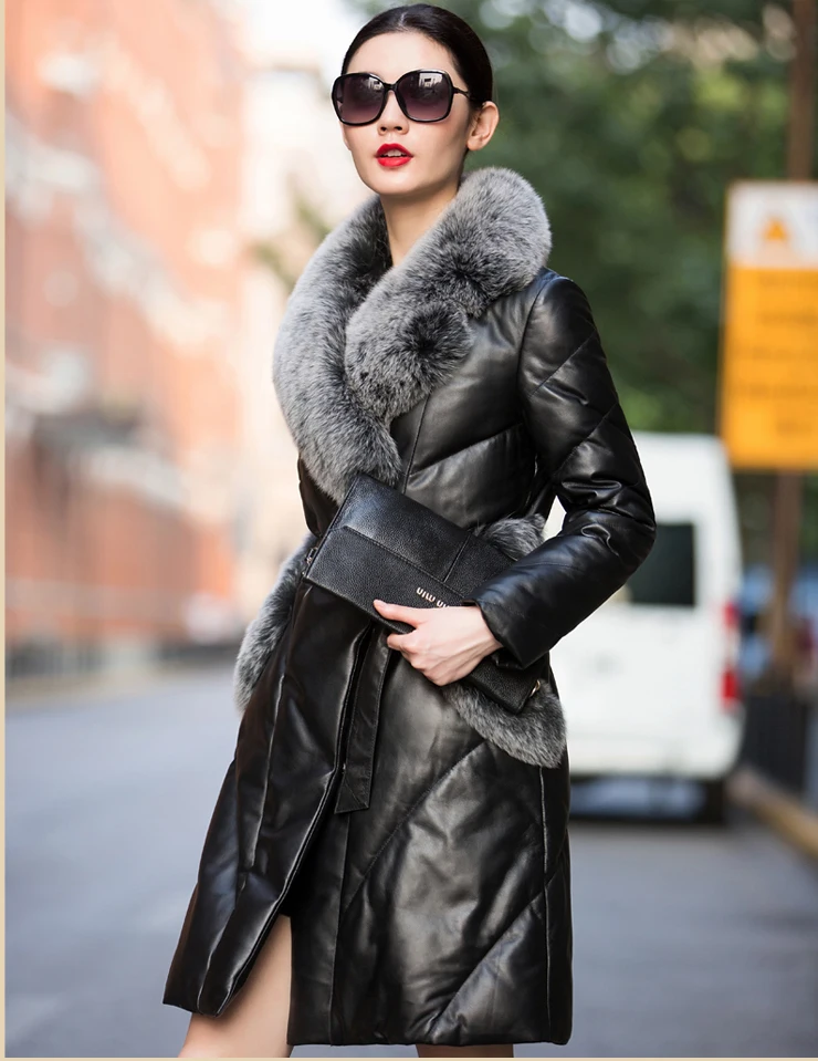 New fashion 2018 women duck down coat genuine sheepskin leather jacket with large natural real fox fur collar black plus xxxxxl
New fashion 2018 women duck down coat genuine sheepskin leather jacket with large natural real fox fur collar black plus xxxxxl