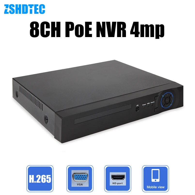 H.265 PoE NVR 8ch 4mp 4ch 4 К наблюдения цифровой сетевой CCTV Регистраторы движения Сенсор ONVIF