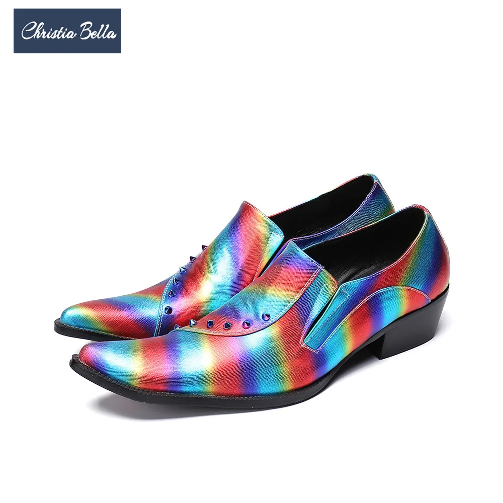 Christia Bella Designer Multicolor Men Formal Dress Shoes Rivets Genuine Leather Men Party Wedding Shoes Pointed Toe Brogue Shoe
Christia Bella Designer Multicolor Men Formal Dress Shoes Rivets Genuine Leather Men Party Wedding Shoes Pointed Toe Brogue Shoe
