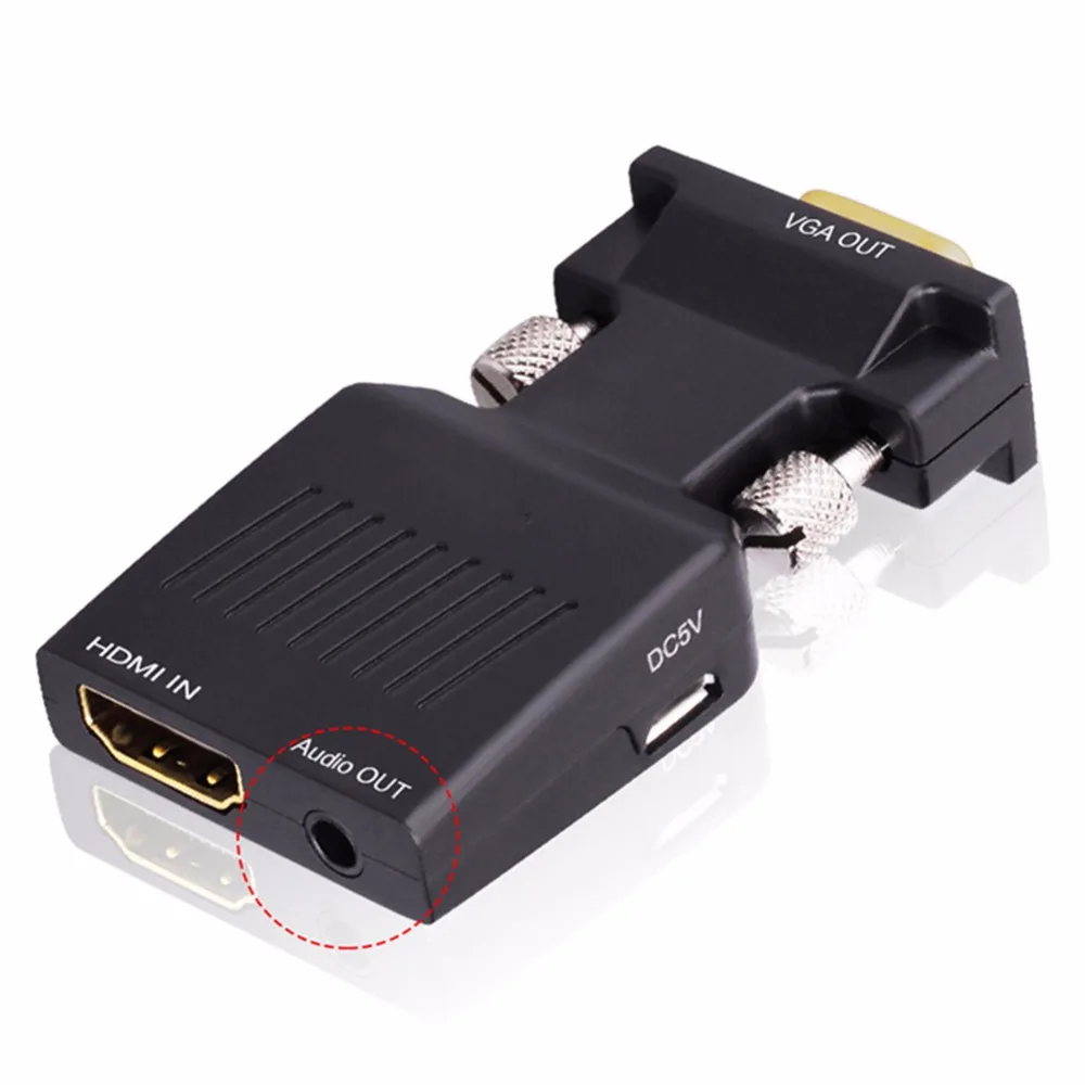 Позолоченный активный 1080P HDMI Женский вход в VGA Мужской выходной конвертер адаптер