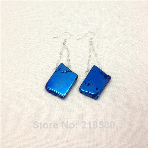H-QE12 Free Form Blue Titanium Quartz Boho Earrings Crystal Slab Dangle Earrings Silver Gold or Brass Color
H-QE12 Free Form Blue Titanium Quartz Boho Earrings Crystal Slab Dangle Earrings Silver Gold or Brass Color