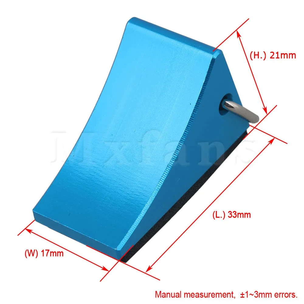 Mxfans 33x17x21MM Blue Aluminum Alloy FZ0010 RC Tire Wheel Chock Stop for Buggy Truck Rally Car Largefoot Car Pack of 2
Mxfans 33x17x21MM Blue Aluminum Alloy FZ0010 RC Tire Wheel Chock Stop for Buggy Truck Rally Car Largefoot Car Pack of 2