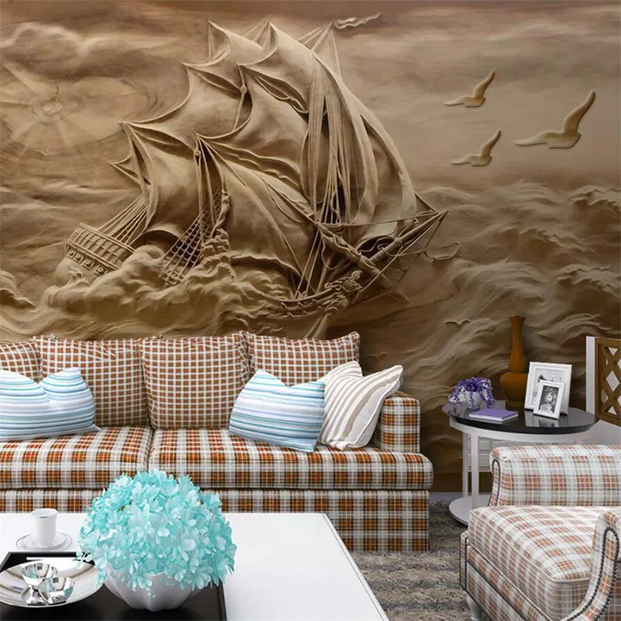 Beibehang Custom wallpaper 3D stereo photo mural stereo relief embossed wind and waves smooth sailing background 3d wall paper
Beibehang Custom wallpaper 3D stereo photo mural stereo relief embossed wind and waves smooth sailing background 3d wall paper