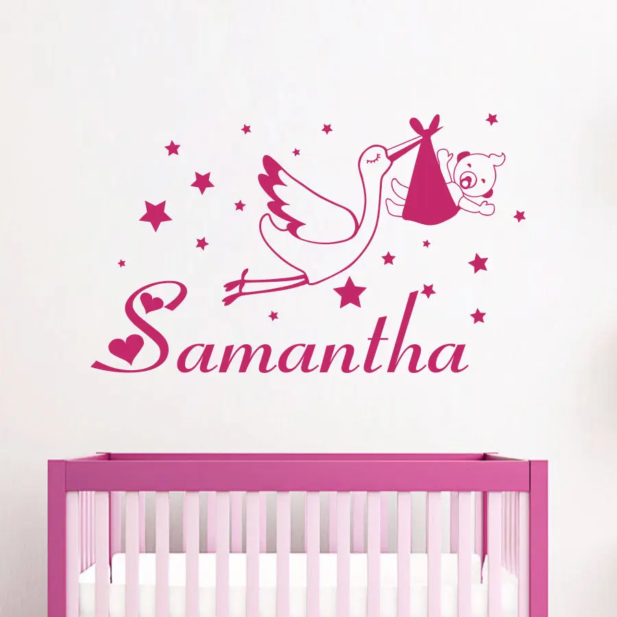 Vinyl Personalised Name Wall Stickers Stork Stars Baby Decal Girl Nursery Room Home Decor Mural Children's Bedroom Poster LA835
Vinyl Personalised Name Wall Stickers Stork Stars Baby Decal Girl Nursery Room Home Decor Mural Children's Bedroom Poster LA835