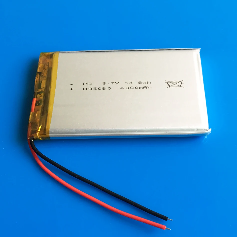 805080 3.7V 4000mAh 14.8wh Polymer Lithium LiPo Rechargeable Battery For GPS PSP DVD PAD tablet pc laptop power bank video game
805080 3.7V 4000mAh 14.8wh Polymer Lithium LiPo Rechargeable Battery For GPS PSP DVD PAD tablet pc laptop power bank video game