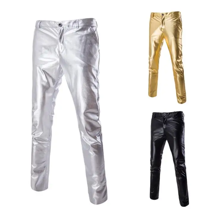 Personality gold silver bronzier glossy men pants motorcycle pant men feet trousers singer dance fashion pantalon homme casual
Personality gold silver bronzier glossy men pants motorcycle pant men feet trousers singer dance fashion pantalon homme casual