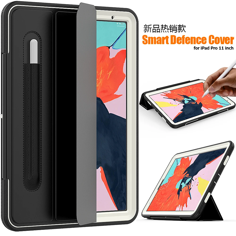 Silicon + PC Folio Hard Back Cover for IPad Pro 11 Inch 2018 Kids Case Tablet Stand Auto Sleep with Pencil Holder Shell + Pen
Silicon + PC Folio Hard Back Cover for IPad Pro 11 Inch 2018 Kids Case Tablet Stand Auto Sleep with Pencil Holder Shell + Pen