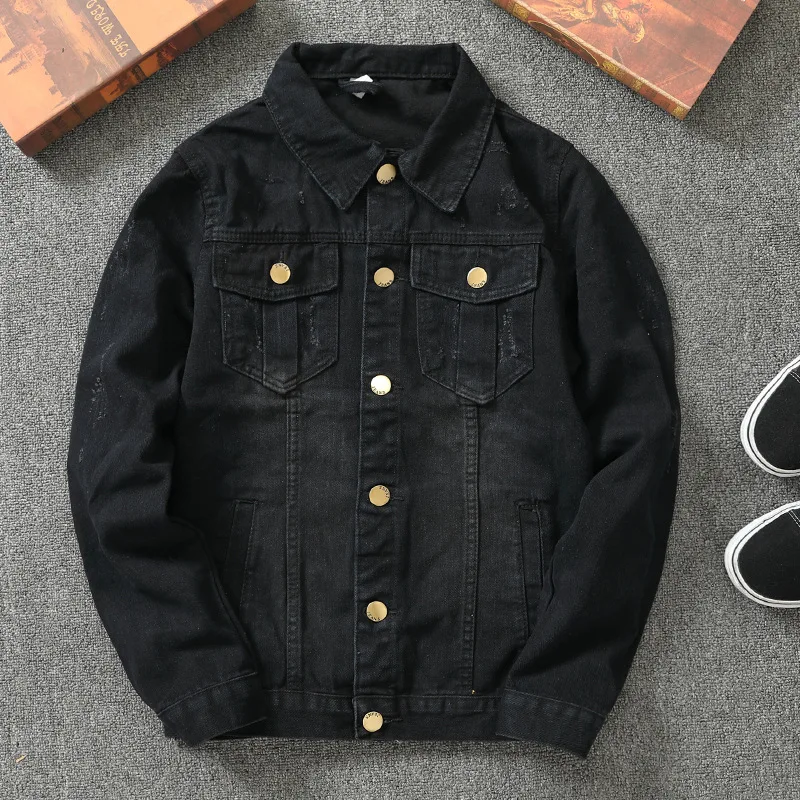 Spring Autumn Men's Black Denim Jacket Coat Fashion Male Simple Washed Slim Retro Solid color Denim Jacket for Men Jean Jackets
Spring Autumn Men's Black Denim Jacket Coat Fashion Male Simple Washed Slim Retro Solid color Denim Jacket for Men Jean Jackets
