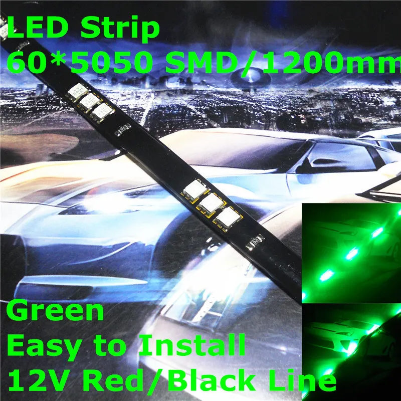 Stock Shipping New 12V Car LED Decoration Soft Strip 1200mm Green Color(60*5050 SMD) For Car Out/In Door Signal Atmosphere Light
Stock Shipping New 12V Car LED Decoration Soft Strip 1200mm Green Color(60*5050 SMD) For Car Out/In Door Signal Atmosphere Light