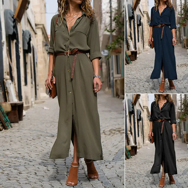 Women Casual Long Sleeve Button Down Loose Long Maxi Party Shirt Dress Plus Size
Women Casual Long Sleeve Button Down Loose Long Maxi Party Shirt Dress Plus Size