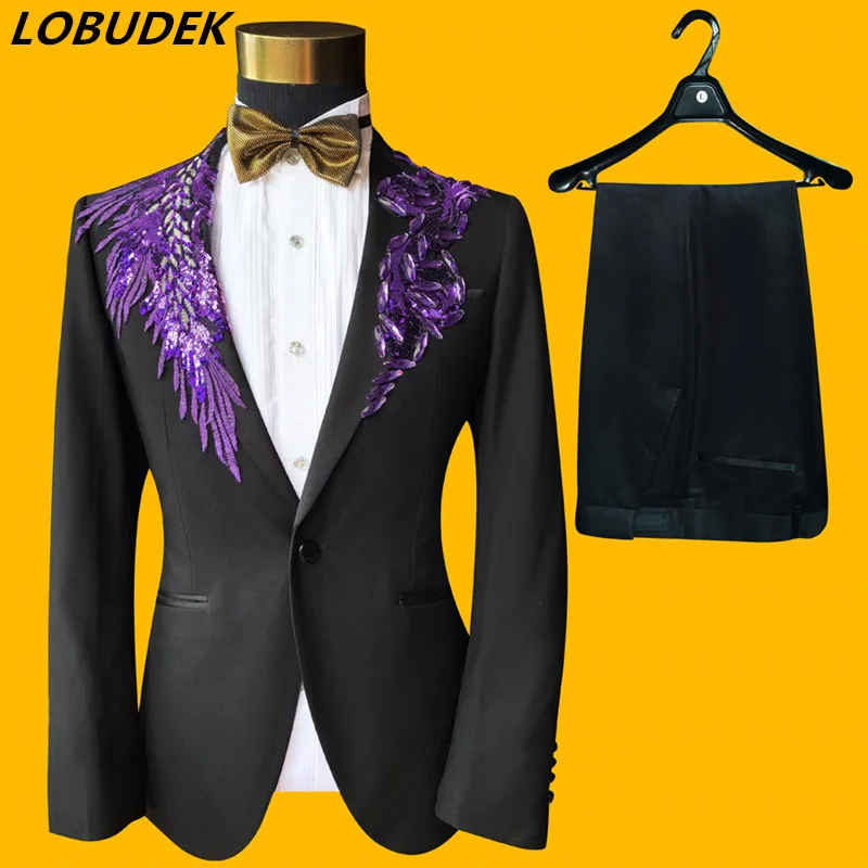 Formal Men's Dress Sequins Crystals Slim Suits Male Singer Singing Performance Host Outfits Evening Party Chorus Suit 4 Colors
Formal Men's Dress Sequins Crystals Slim Suits Male Singer Singing Performance Host Outfits Evening Party Chorus Suit 4 Colors