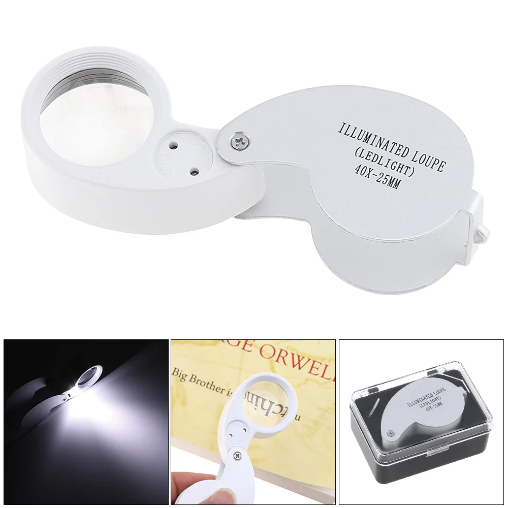 40X Acrylic Optical Lens Foldable Magnifier Aluminum Alloy Portable 6 Word Shape Magnifying Glass 2LED Light for Jewelry/Diamond
40X Acrylic Optical Lens Foldable Magnifier Aluminum Alloy Portable 6 Word Shape Magnifying Glass 2LED Light for Jewelry/Diamond