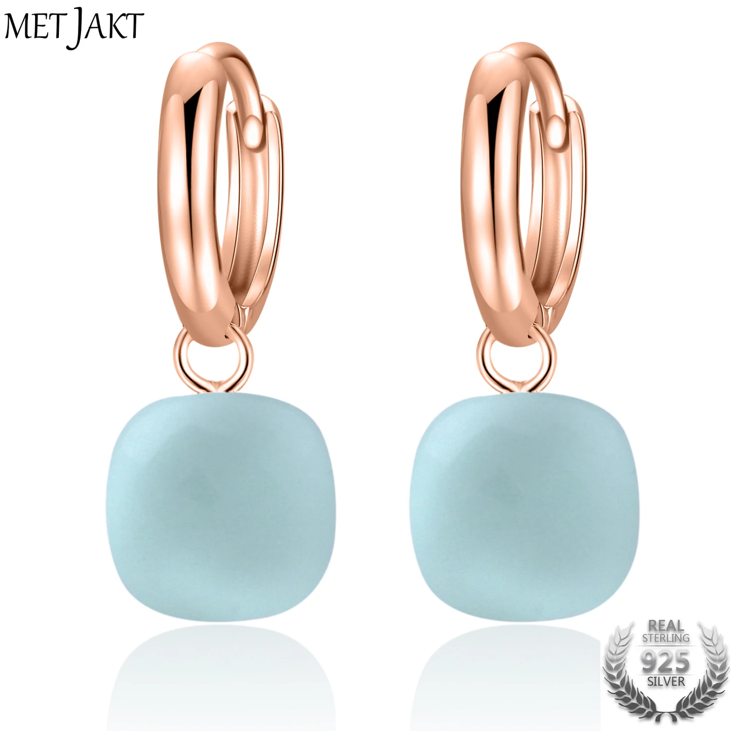 MetJakt Casual Natural Sky Blue Agate Earrings Solid 925 Sterling Silver and Rose Gold Color Earring for Wedding for Women Gift
MetJakt Casual Natural Sky Blue Agate Earrings Solid 925 Sterling Silver and Rose Gold Color Earring for Wedding for Women Gift