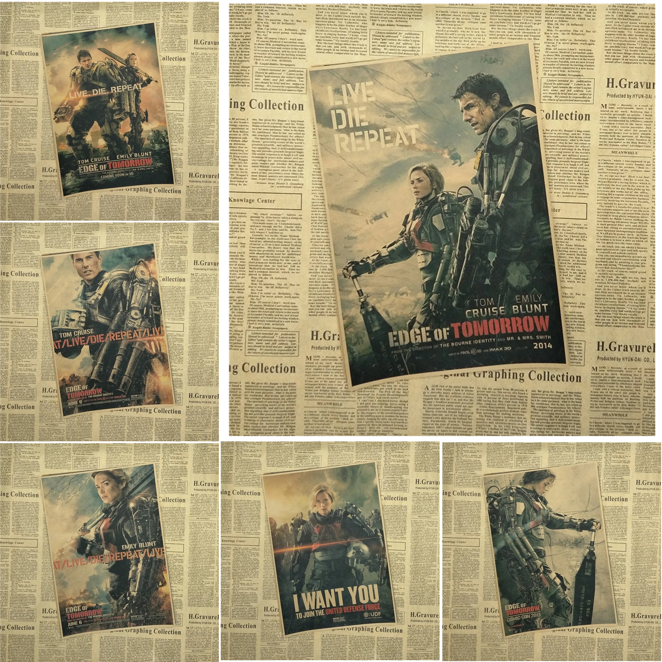 Edge of Tomorrow Shooter классический постер из крафт бумаги кафе гостиная столовая