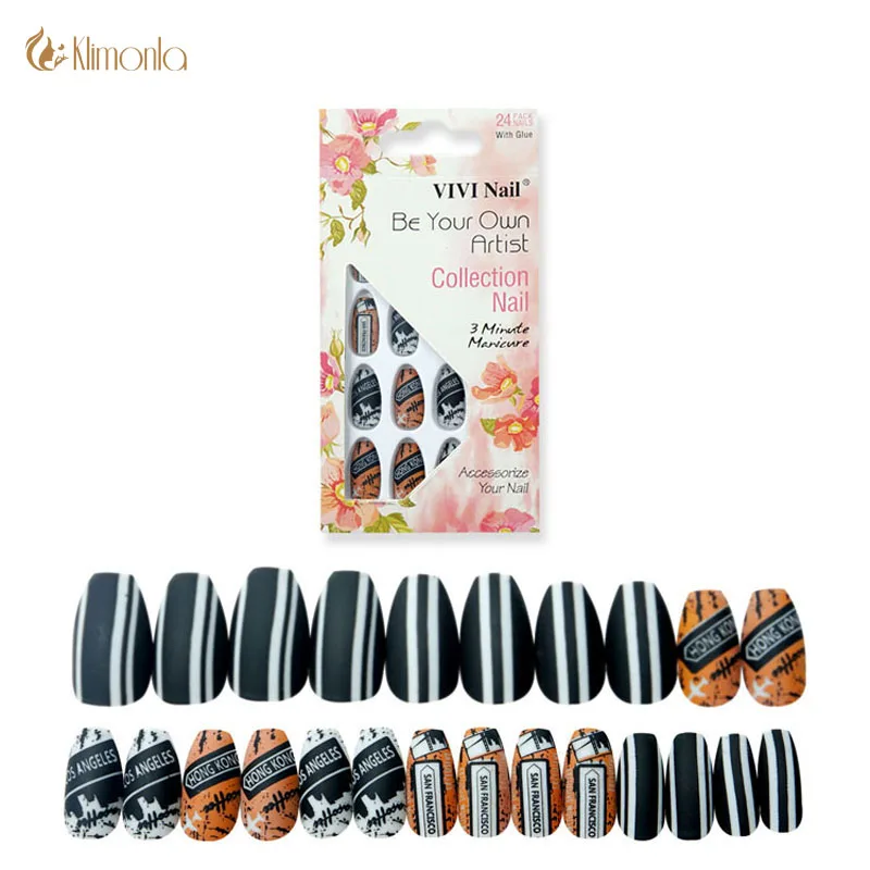 24pcs/lot False Nail Tips Black Stripe Line Fake Nails Full Cover Press On Nails Acrylic Faux Ongles Beauty Tools
24pcs/lot False Nail Tips Black Stripe Line Fake Nails Full Cover Press On Nails Acrylic Faux Ongles Beauty Tools