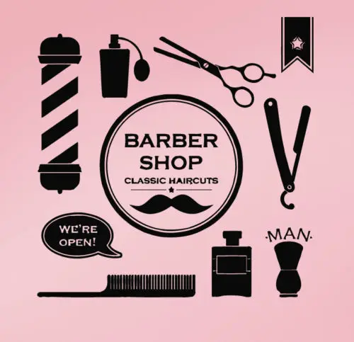 Scissors Comb Moustache Nail Polish Barber Shop Hairdressers Beauty Salon Haircut salon Wall Art Vinyl Sticker Window Decal B008
Scissors Comb Moustache Nail Polish Barber Shop Hairdressers Beauty Salon Haircut salon Wall Art Vinyl Sticker Window Decal B008