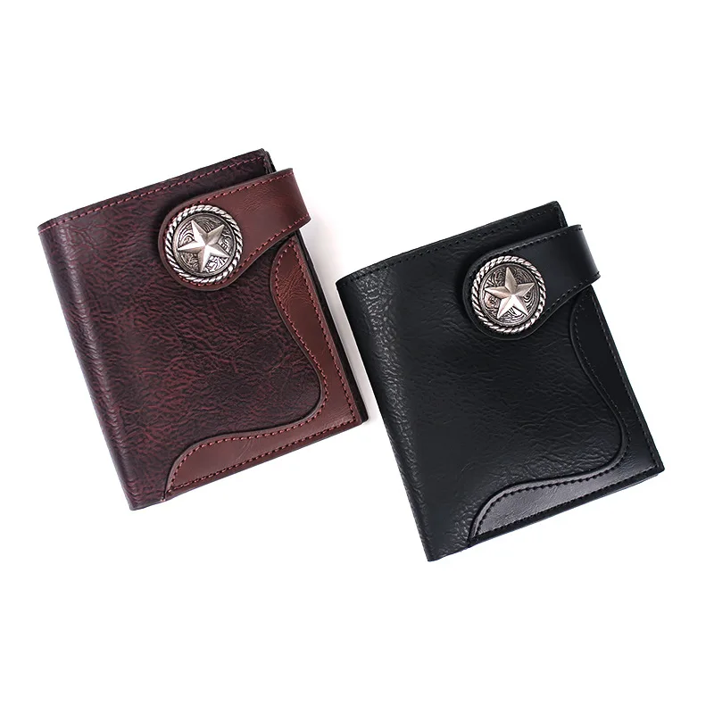 Vintage PU Leather Wallet Men Fashion Short Casual Retro Coin Pocket Male Portfel Man's Purse Business Rivet | Багаж и сумки