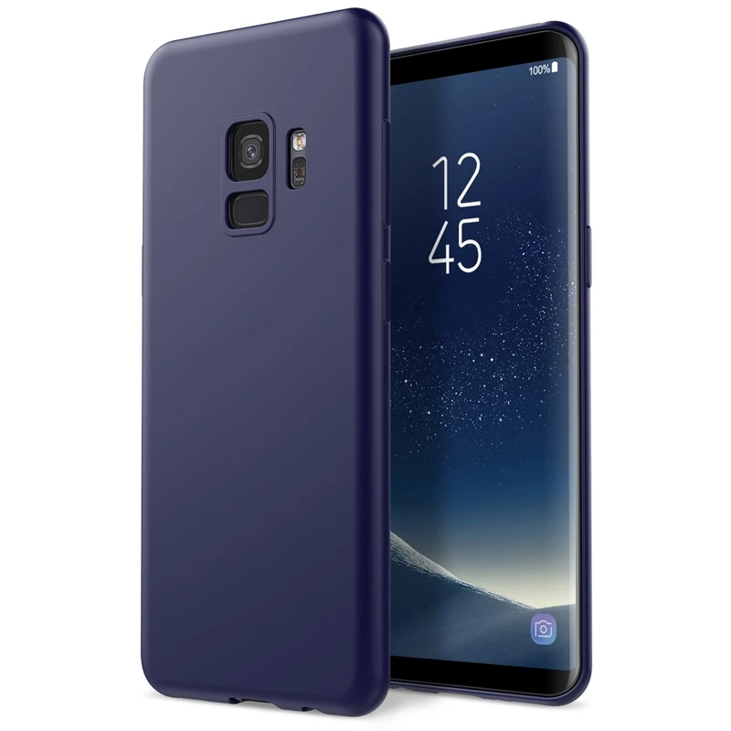 Мягкий однотонный чехол GrandEver для Samsung Galaxy S9 plus черного розового фиолетового
