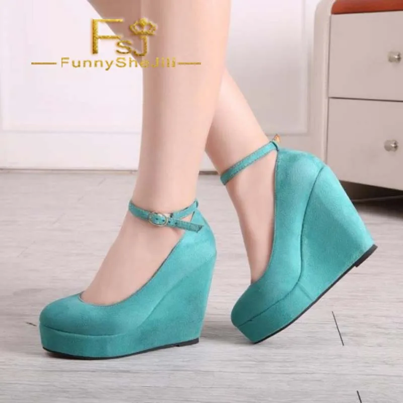 Turquoise Closed Toe Wedges Platform Suede Ankle Strap Pumps Autumn Fashion Attractive Incomparable Women Shoes FSJ Elegant Sexy
Turquoise Closed Toe Wedges Platform Suede Ankle Strap Pumps Autumn Fashion Attractive Incomparable Women Shoes FSJ Elegant Sexy