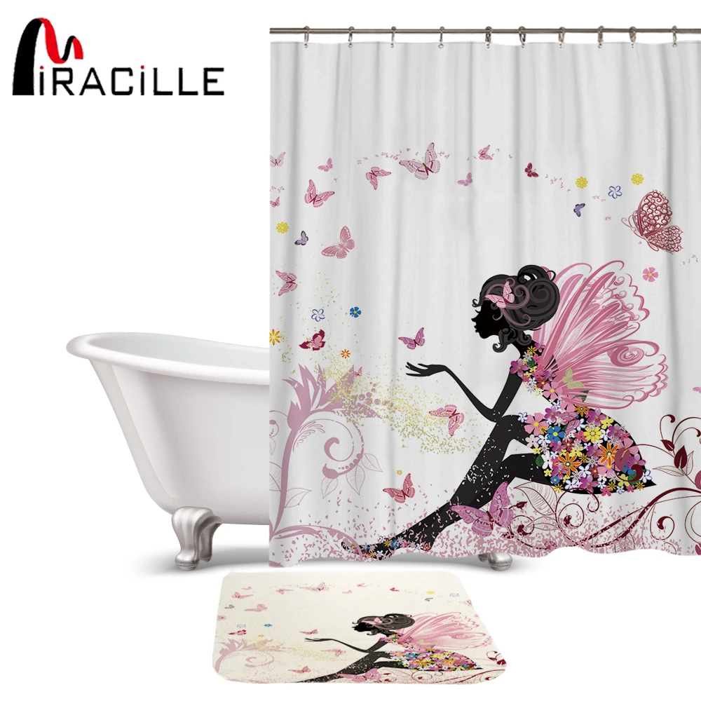 Miracille Beauty Fairy Pattern Shower Curtain Set Waterproof Polyester Fabric Bath Curtain For Bathroom With Non-slip Floor Mat
Miracille Beauty Fairy Pattern Shower Curtain Set Waterproof Polyester Fabric Bath Curtain For Bathroom With Non-slip Floor Mat