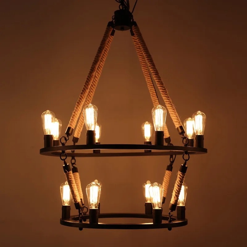 Creative double-layer hemp rope round Pendant Lights D80cm 12Heads loft Pendant Lamp industrial wind bar Home lighting G143
Creative double-layer hemp rope round Pendant Lights D80cm 12Heads loft Pendant Lamp industrial wind bar Home lighting G143