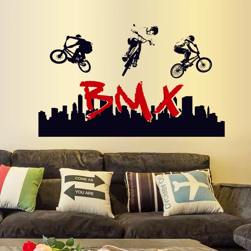 Спальня BMX велосипедные наклейки Съемный домашний декор фотообои для гостиной |