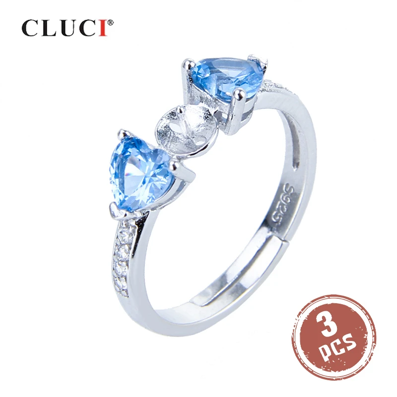 CLUCI 3pcs Silver 925 Rings for Women Pearl Ring Mounting Making 925 Sterling Silver Adjustable Blue Zircon Rings SR2176SB
CLUCI 3pcs Silver 925 Rings for Women Pearl Ring Mounting Making 925 Sterling Silver Adjustable Blue Zircon Rings SR2176SB