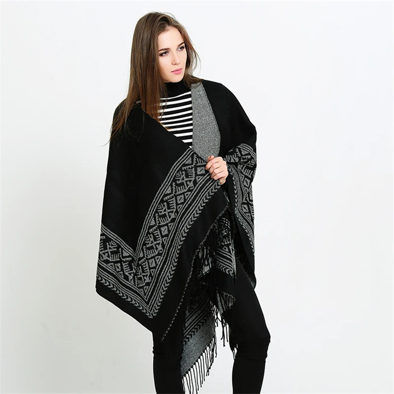 Куртка с кисточками в полоску многоцветная YG538|shawl poncho|shawl scarfblanket cape |