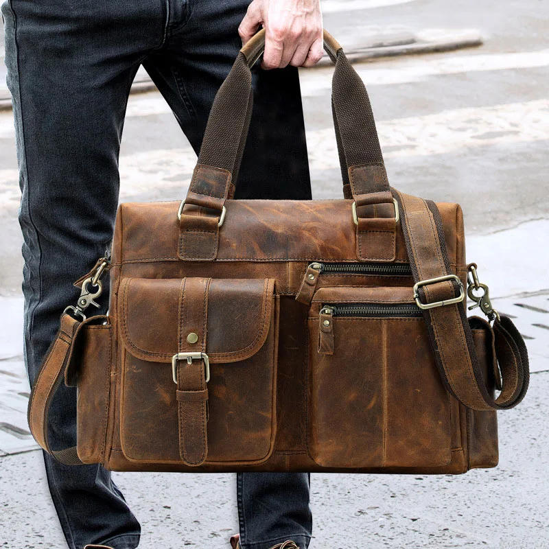 Retro Natural Cow Leather Men's Travel bags Handbag Brown Coffee Genuine Leather Messenger Bag Men Shoulder Crossbody bags 2019
Retro Natural Cow Leather Men's Travel bags Handbag Brown Coffee Genuine Leather Messenger Bag Men Shoulder Crossbody bags 2019