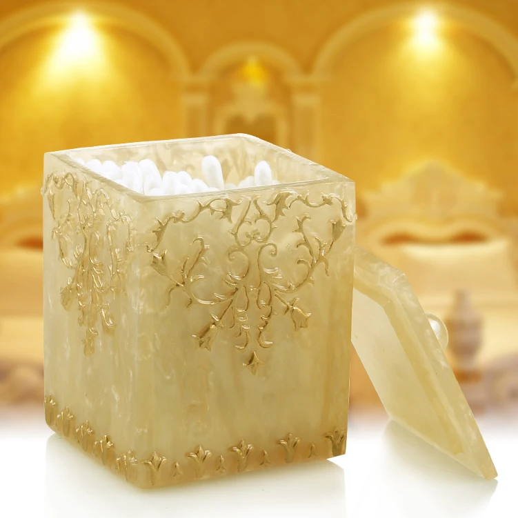 European luxury resin cosmetic cotton storage box household cotton swab box portable non automatic toothpick tube
European luxury resin cosmetic cotton storage box household cotton swab box portable non automatic toothpick tube