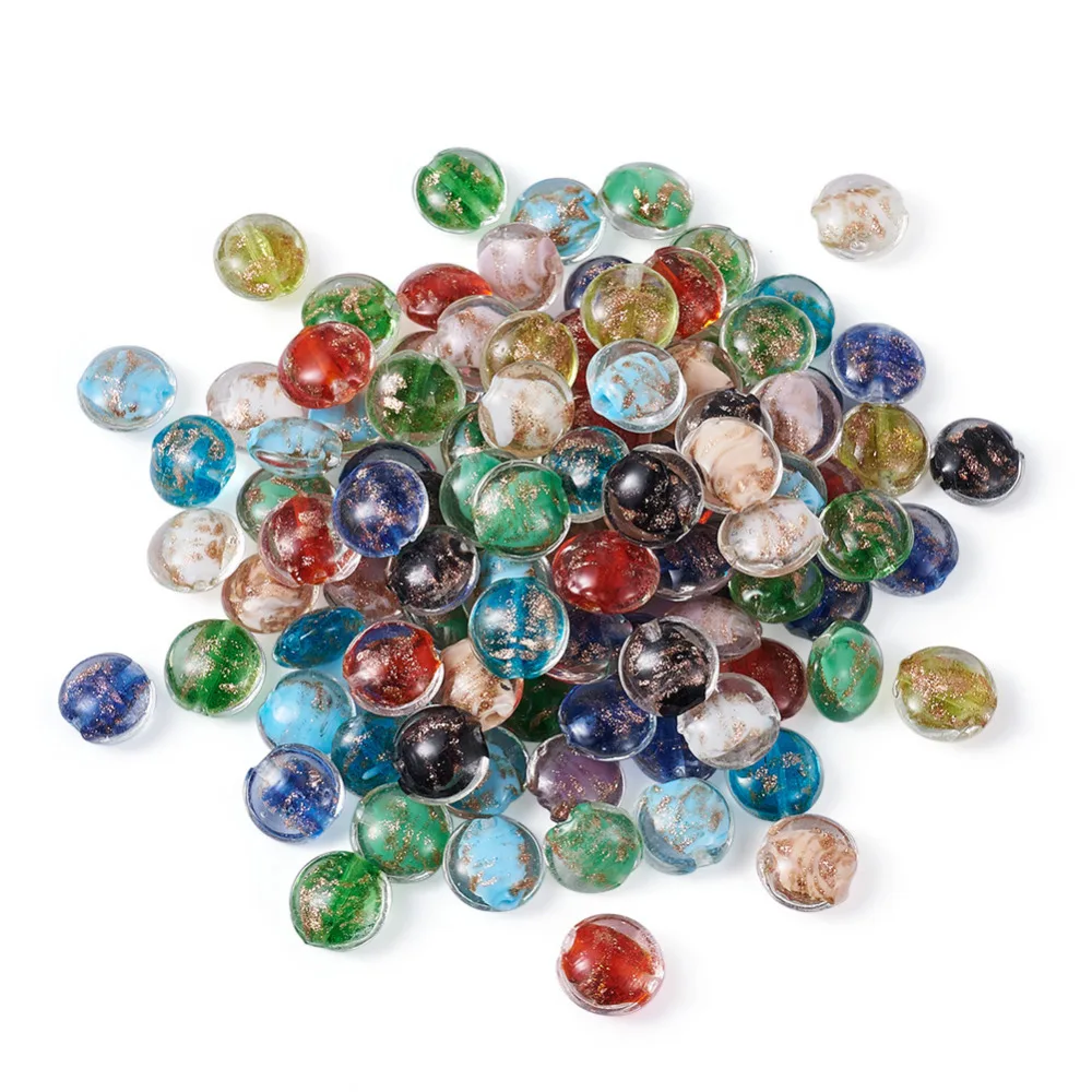 200pcs Mixed Color Handmade Gold Sand Flat Round Lampwork Beads DIY Bracelet Necklace Jewelry Accessories Decorate 12x8mm
200pcs Mixed Color Handmade Gold Sand Flat Round Lampwork Beads DIY Bracelet Necklace Jewelry Accessories Decorate 12x8mm