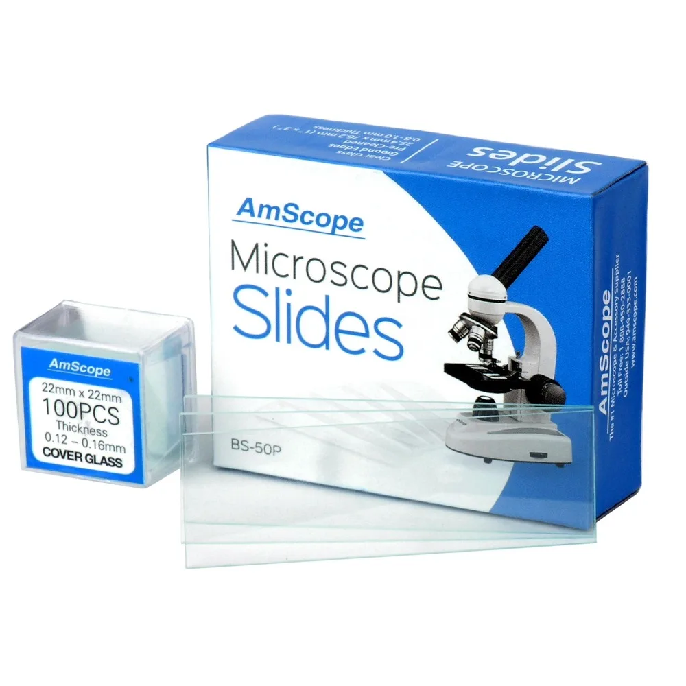 

AmScope 50 Pre-Cleaned Blank Microscope Slides + 100 22x22mm Square Cover Glass BS-50P-100S-22