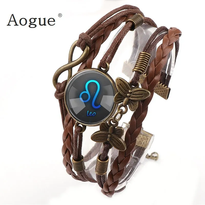 Men Brown Artificial Leather 12 Constellation Bracelet Butterfly Bracelets Round Glass Cabochon Bracelet
Men Brown Artificial Leather 12 Constellation Bracelet Butterfly Bracelets Round Glass Cabochon Bracelet