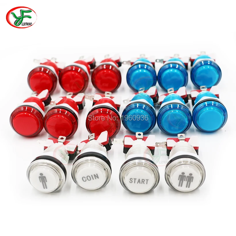 16pcs 32mm Clear plastic push button switch 12V Illuminated Arcade Button With 1P 2P COIN START Logo For Arcade Raspberry Pi DIY
16pcs 32mm Clear plastic push button switch 12V Illuminated Arcade Button With 1P 2P COIN START Logo For Arcade Raspberry Pi DIY