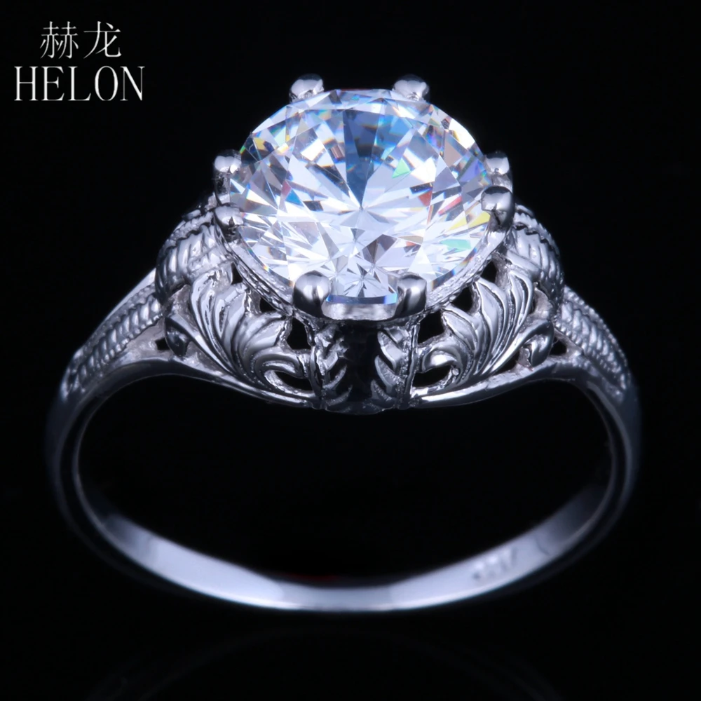 HELON 8mm Round 2ct Moissanites Ring 8 Prongs Engagement Ring Engraved Vintage Style Proposal Ring Solitaire Solid 14K Gold Ring
HELON 8mm Round 2ct Moissanites Ring 8 Prongs Engagement Ring Engraved Vintage Style Proposal Ring Solitaire Solid 14K Gold Ring