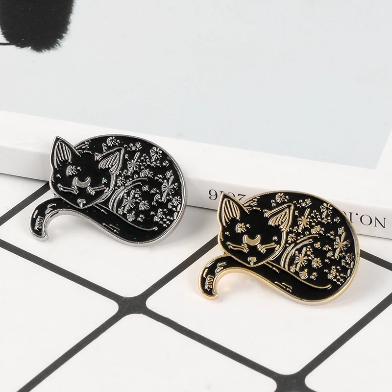 Witch Cat Enamel Pin Mysterious Animal Star and Moon Black Cat Brooches Pins Badge Cartoon Jewelry Gift for friends
Witch Cat Enamel Pin Mysterious Animal Star and Moon Black Cat Brooches Pins Badge Cartoon Jewelry Gift for friends