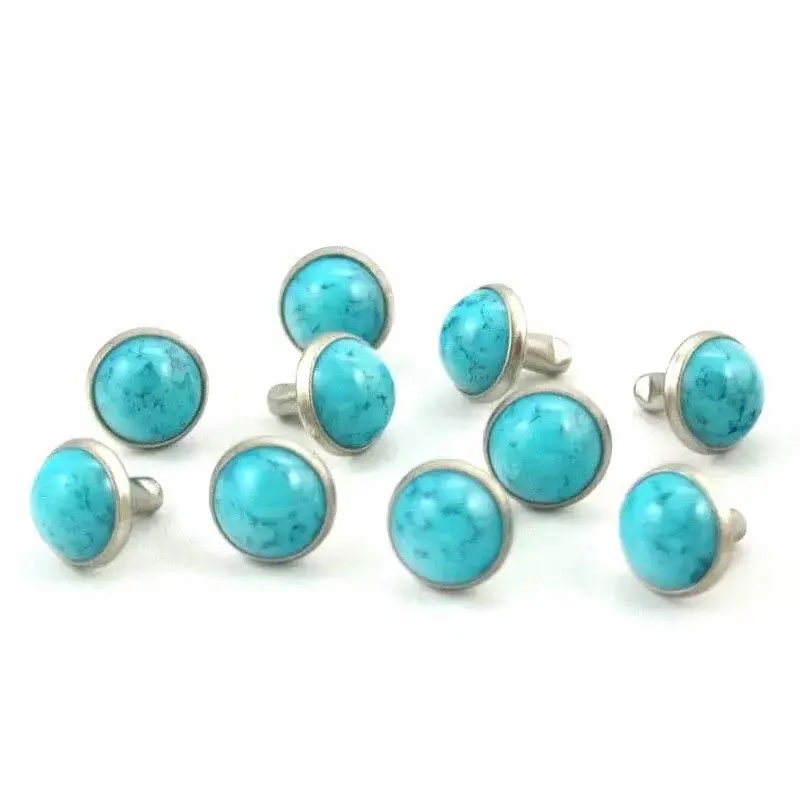 

1000 sets Blue Turquoise Rivets Studs Decorations Findings 12 mm