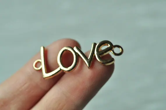 

70pcs big Gold Plated Curved Love Connector Letter Charm 40x16mm zinc alloy lead and nickle free