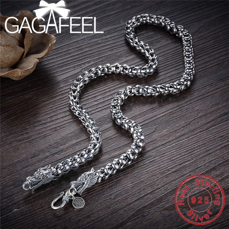 GAGAFEEL Dragonscale 925 Sterling Silver Necklaces Men Big Statment 100% S925 Solid Silver Chain Necklaces Dragon Head Jewelries
GAGAFEEL Dragonscale 925 Sterling Silver Necklaces Men Big Statment 100% S925 Solid Silver Chain Necklaces Dragon Head Jewelries