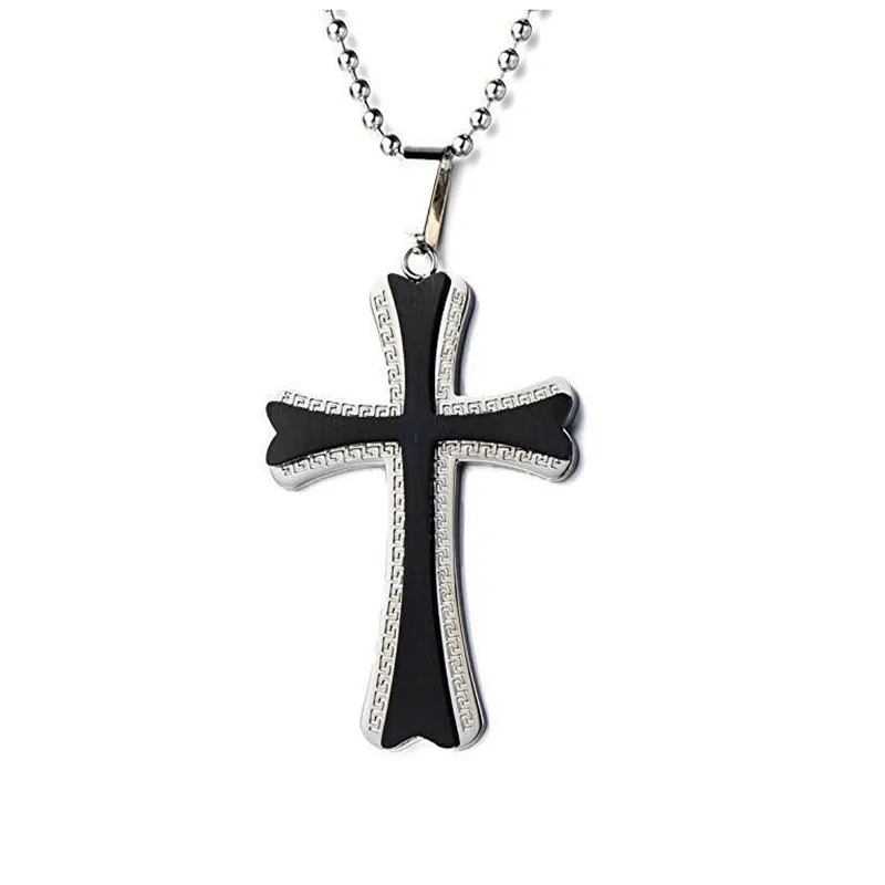 Simple Men's Double-layered Cross Necklaces Pendants Prayer Black Color Cross Pendant Necklace Men Women Jewelry
Simple Men's Double-layered Cross Necklaces Pendants Prayer Black Color Cross Pendant Necklace Men Women Jewelry